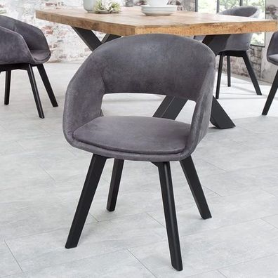 Design Stuhl Denmark grau Mikrofaser schwarze Holzbeine Retro