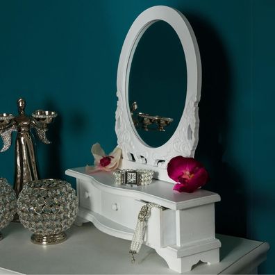 Romantische Spiegelkommode LEVANA weiß 47cm Landhaus Schubladen