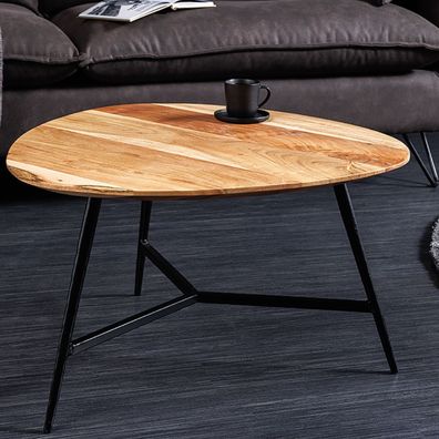 Design Couchtisch Belleza 60cm natural Akazie schwarze Metallbeine