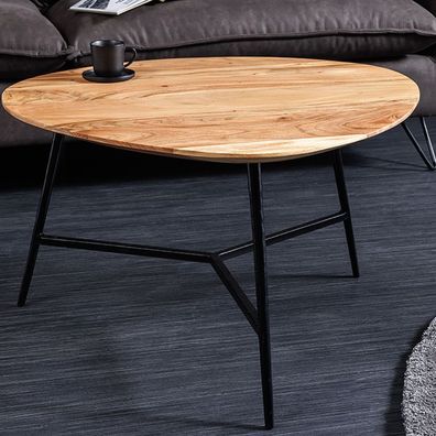 Design Couchtisch Belleza 70cm natural Akazie schwarze Metallbeine