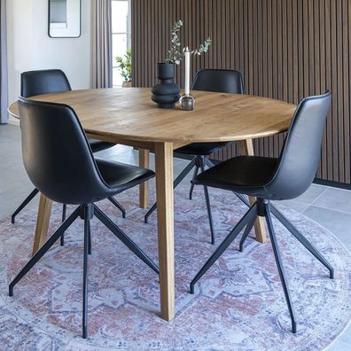 2er Set Retro-Drehstuhl CANNES schwarz Schalensitz schwarze Metallbeine
