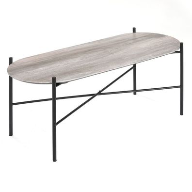Moderner Couchtisch META 100cm Eichen-Optik schwarzes Metallgestell