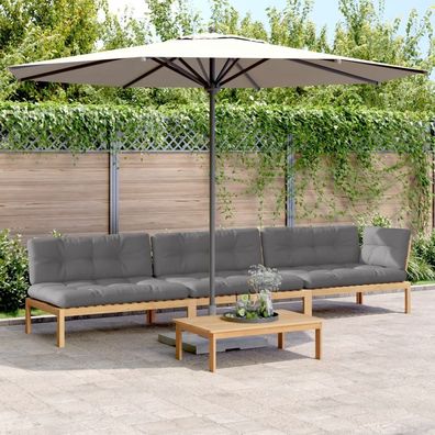 vidaXL 4-tlg. Garten-Sofagarnitur aus Paletten mit Kissen Akazienholz