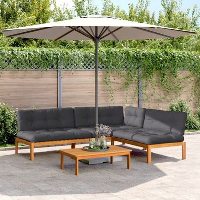 vidaXL 4-tlg. Garten-Sofagarnitur aus Paletten mit Kissen Akazienholz