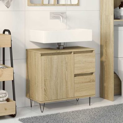 vidaXL Badschrank Sonoma-Eiche 65x33x60 cm Holzwerkstoff