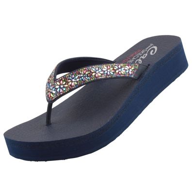 Skechers Vinyasa Wild Daisies Damen Zehentrenner Blau 119638-NVMT