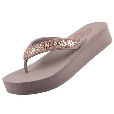 Skechers Vinyasa Wild Daisies Damen Zehentrenner Beige 119638-TPE