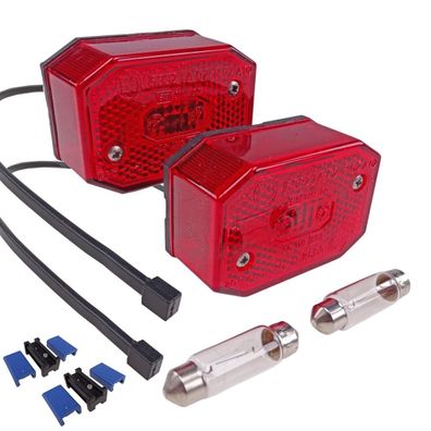 2 x Aspöck Positionssleuchte Flexipoint 1 rot mit DC 0,5m Kabel 31-6509-067