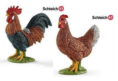 Set! Schleich Hahn 13825 + Huhn 17081 Farm World Bauernhof NEU!
