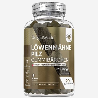 Löwenmähne Pilz 90 Gummibärchen - 2000mg pro Portion - WeightWorld