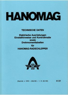 Hanomag Technische Daten, Einstellhinweise, Radschlepper, Trecker