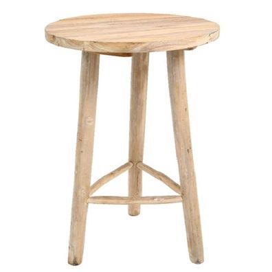 VAN DER LEEDEN Bar-Tisch aus massivem Teakholz naturfarben & unbehandelt Ø 70 cm