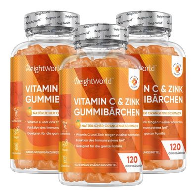 Vitamin C Gummibärchen - 200mg mit Zink Für Erwachsene & Kinder - 3 Flaschen