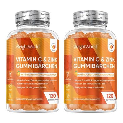 Vitamin C Gummibärchen - 200mg mit Zink Für Erwachsene & Kinder - 2 Flaschen