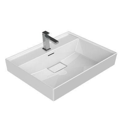 Belvit Keramik Waschbecken Aufsatz Wand 100x48x10 cm mit Überlauf Hahnloch
