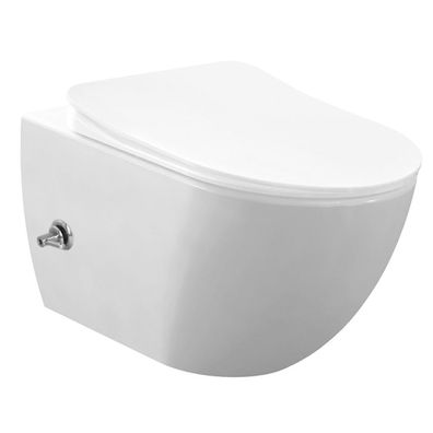 RIMOFF Wand WC mit Bidet Edelstahl Düse Kaltwasserhebel Weiß wandhängend hygieni