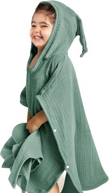 Lulumoon Badeponcho Kinder Kapuzenhandtuch Baby-100% Musselin Baumwolle mantel