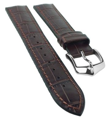 HIRSCH Performance M | Uhrenarmband Alligatorprägung Dunkelbraun 31005S