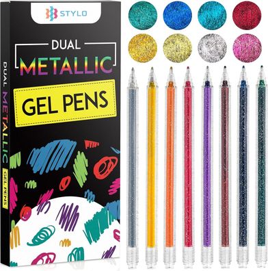 Stylo Glitzer-Gelstifte 8 Stéck â€? Dual Metallic Tintenroller fér Bullet Journals