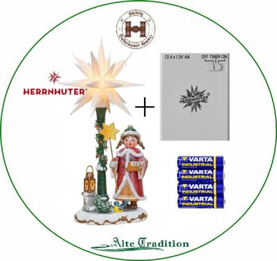 Hubrig - Herrnhuter ® Sternsinger 8 cm Stern weiß Batteriehalter mit Timer NEU