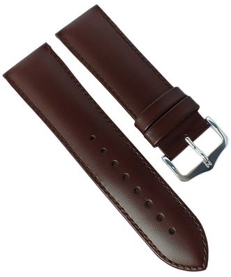 HIRSCH Uhrenarmband mit Naht | Leder > Seidenglanz > braun | Corse L