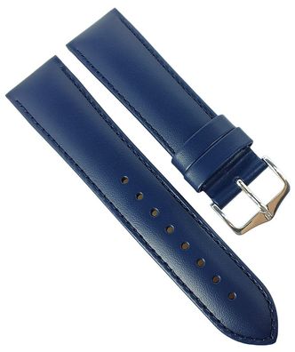 HIRSCH Uhrenarmband mit Naht | Leder > Seidenglanz > blau | Corse L