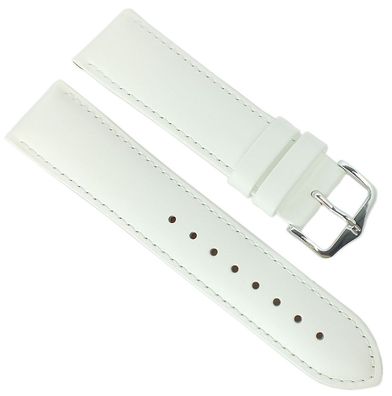 HIRSCH Uhrenarmband mit Naht | Leder > Seidenglanz > weiß | Corse L