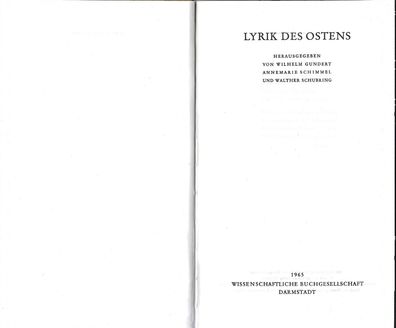 Lyrik des Ostens (1965) Wissenschaftliche Buchgesellschaft