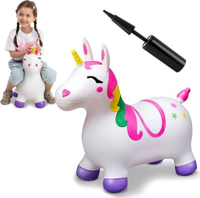 JOYIN Hépftier Einhorn fér Kinder, inklusive Luftpumpe, Aufblasbares Spielzeug