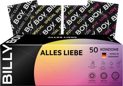 BILLY BOY Kondome Alles Liebe 50er | 52 mm, 55 mm, 56 mm | Transparent, farbig