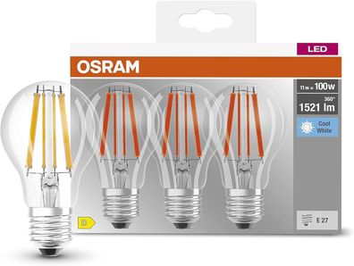 OSRAM Led-Lampe, Sockel: E27, Kalt Weiß, 4000 K, 11 W, Ersatz Fér 100-W-Gléhbirn