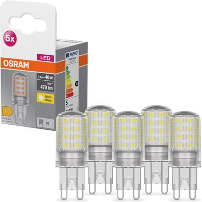 OSRAM Star PIN LED-Lampe fér G9-Sockel klares Glas Warmweiß (2700K) sofort voll