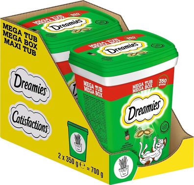 Dreamies Mega Box Katzensnacks Minze knusprige Taschen zarte Féllung 2x350g