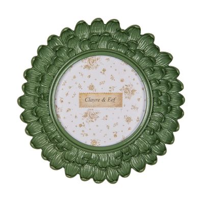 Clayre & Eef Bilderrahmen Ø 10 cm Grün Kunststoff Glas Rund (Gr. Ø 17x3 cm / Ø 10 cm)