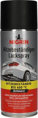 NIGRIN Lackspray, 400 ml, mattschwarzer Autolack, hitzebeständig, schétzt Motor