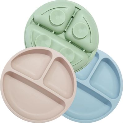 PandaEar 3x Silikon Baby Teller Rutschfest Kinder Tischset Saugnäpfen Besteck