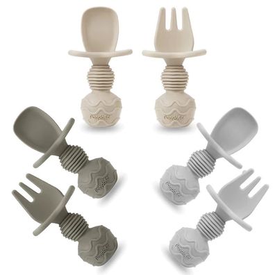 PandaEar 6x Silicon Babylöffel und Gabel Fütterung Set-Besteck Set Baby