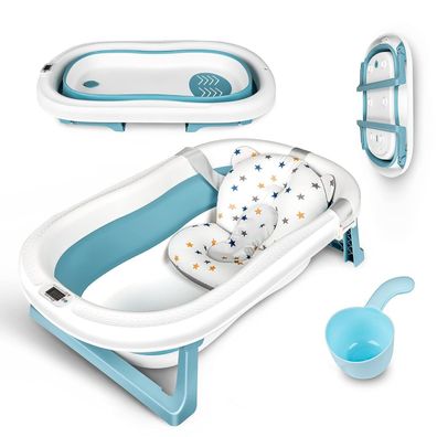 Groß Faltbare Baby Badewanne mit integriertem Thermometer 83 x 50 x 21cm