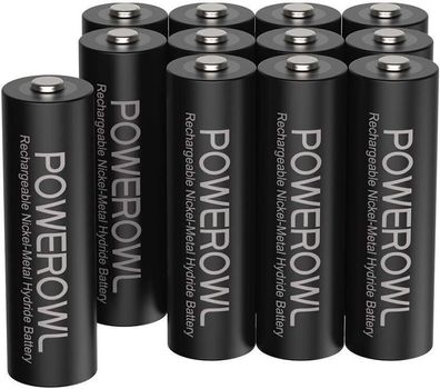 Powerowl AA Akku 2800mAh Wiederaufladbar Batterien AA 12 Stéck 1,2V Batterie