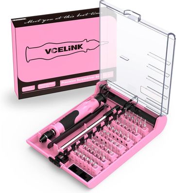 Vcelink Feinmechaniker Schraubendreher, 45 in 1 Mini Schraubenzieher Set rosa