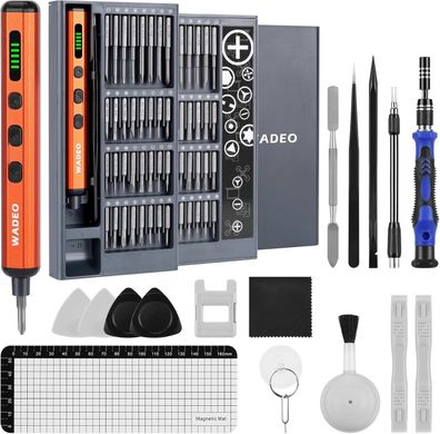 WADEO Mini Elektro Schraubendreher Set, 82 in 1 Präzisions-Schraubendreher Kit