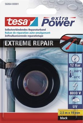 Tesa extra Power Extreme Repair Reparaturband Isolieren Abdichten 2,5 m Schwarz