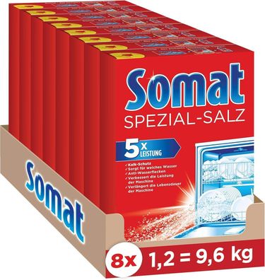 Somat Spezial-Salz (8 x 1,2 kg) Spélmaschinensalz fér weiches Wasser, Enthärter