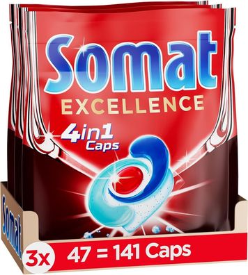 Somat Excellence 4-in-1 Caps (141 Caps), schnellauflösende Spélmaschinen-Tabs