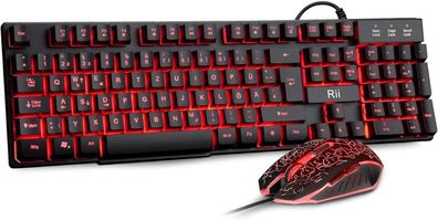 Rii Gaming Tastatur und Maus Set, Gaming Tastatur Set mit Maus, Maus Tastatur