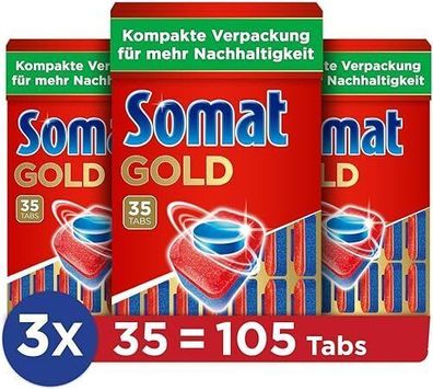 Somat Gold Spélmaschinen Tabs (105 Tabs), Geschirrspéltabs, Extra-Kraft Geschirr