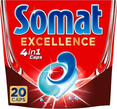 Somat Excellence 4-in-1 Caps (20 Caps), schnellauflösende Spélmaschinen-Tabs