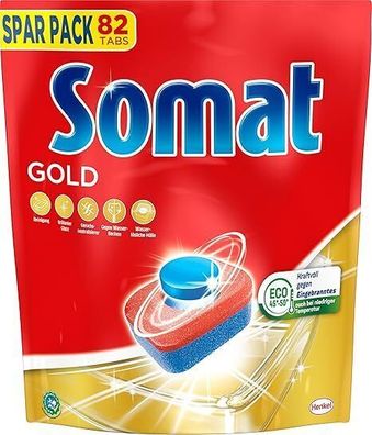 Somat Gold Spélmaschinen Tabs (82 Tabs) Geschirrspél Tabs fér Geschirr, Sparpack