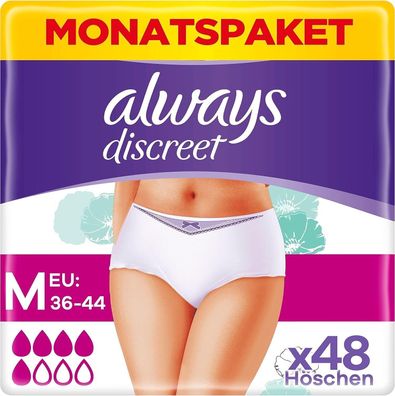 Always Discreet Inkontinenz Pants Gr. M, Normal, 48 Höschen (4 x 12 Stéck)