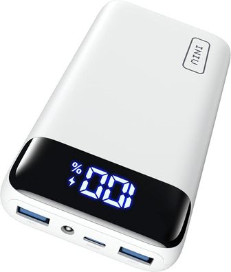 INIU Powerbank, Kompakte LED-Anzeige 20000mAh Externer Akku mit Dualer 3A weiß